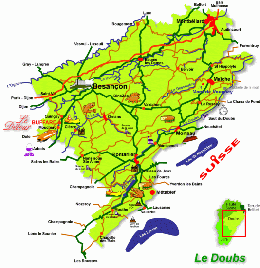 Carte - Département Doubs - Arts et Voyages