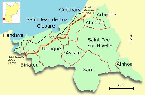 Vue du Pays Basque avec zone de chalandise d’un électricien